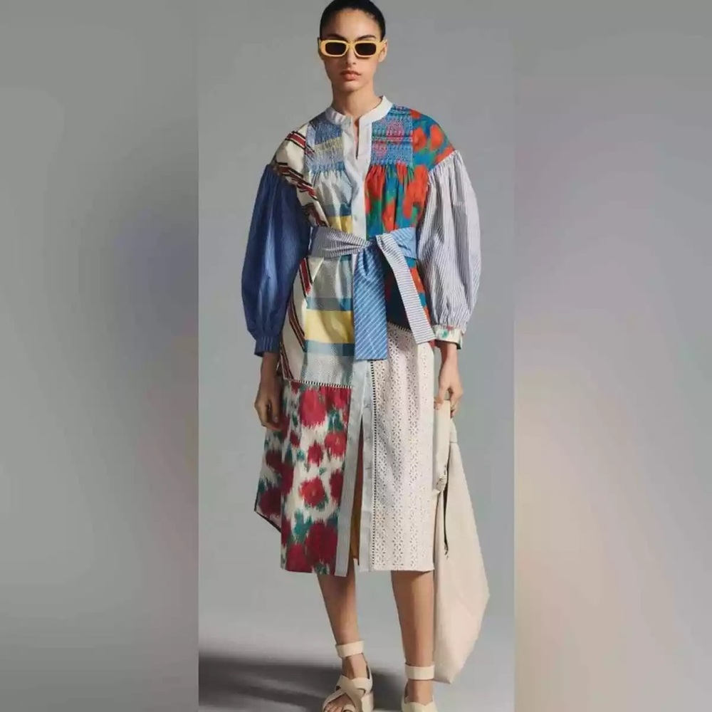 Hope For Flowers by Tracy Reese Patchwork Shirt Dress NWT